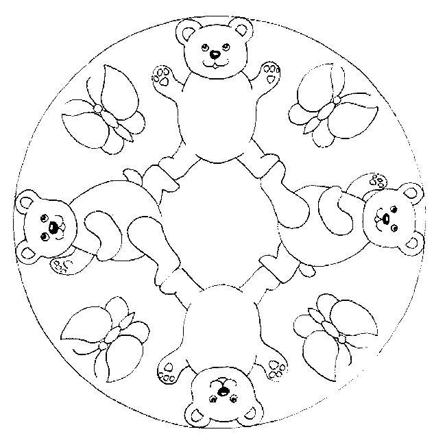 Print Mandala teddyberen kleurplaat